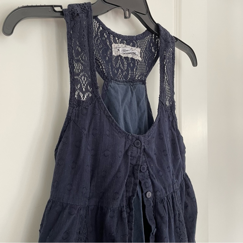 Classic T-Shirts Navy Blue Lace Layered Tank Top Size S - Picture 4 of 11